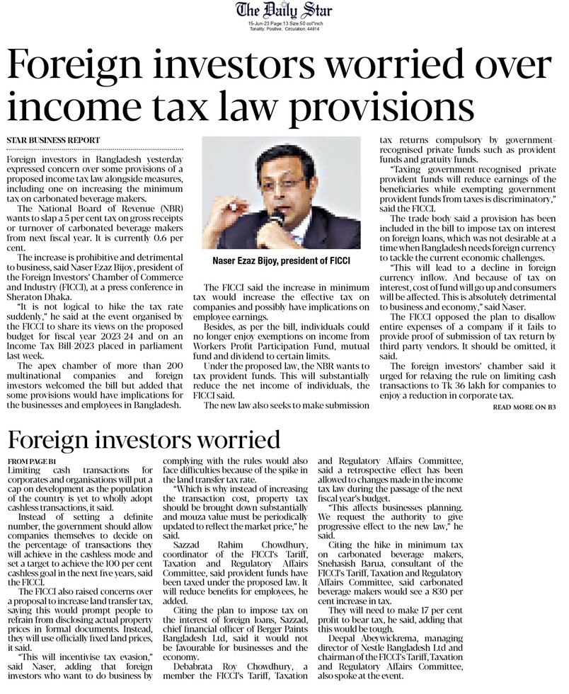 Foreign investors worried over income tax law provisions